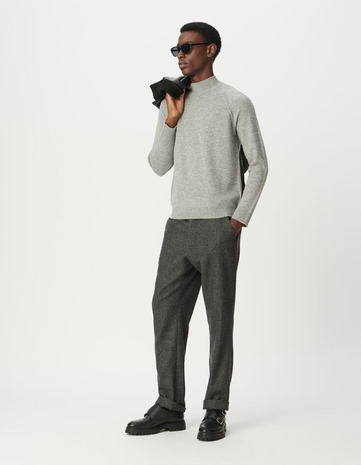 Jersey gris punto cuello chimenea hombre-1 Jersey gris punto cuello chimenea hombre-1