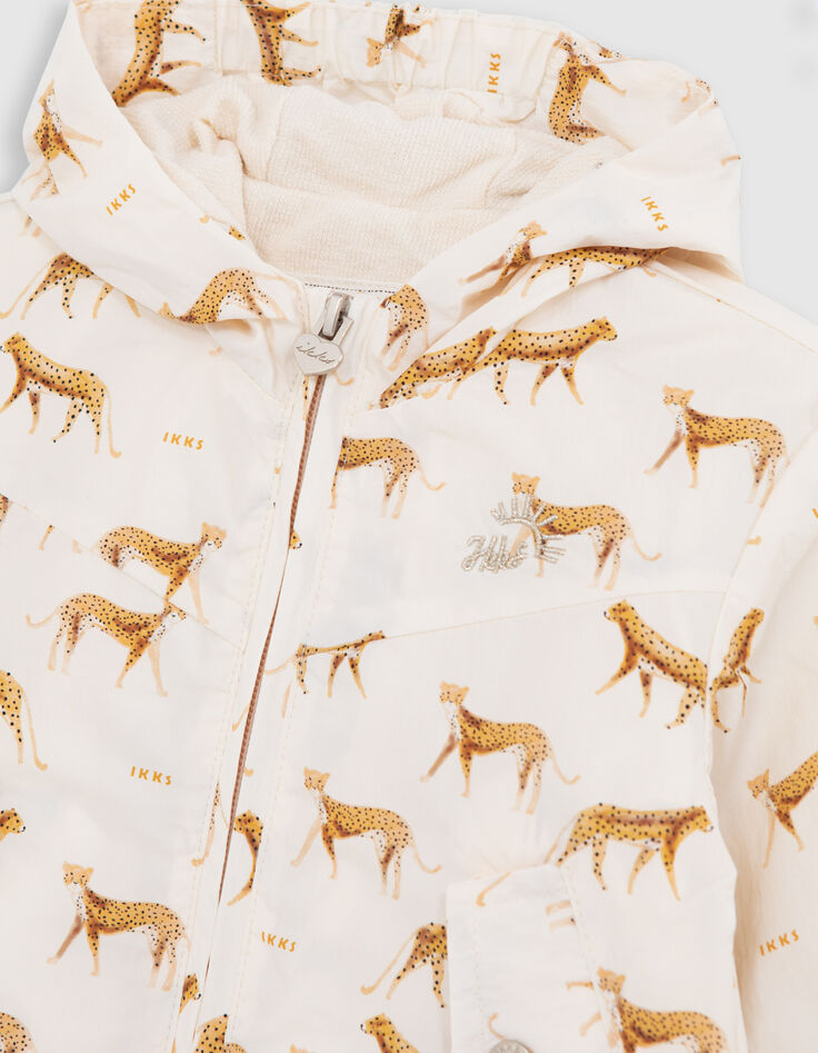 Coupe-vent &eacute;cru imprim&eacute; petites panth&egrave;res b&eacute;b&eacute; fille-2