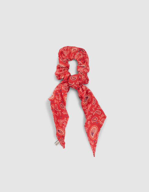 Girls’ red paisley print scarf scrunchie