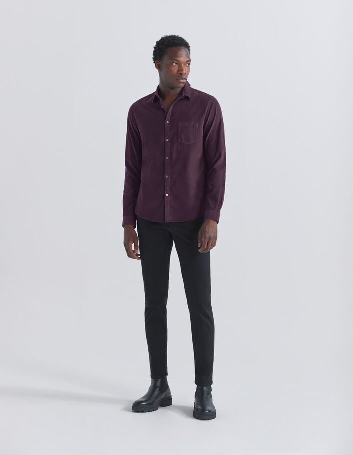 Chemise REGULAR dark plum en velours milleraies Homme-6