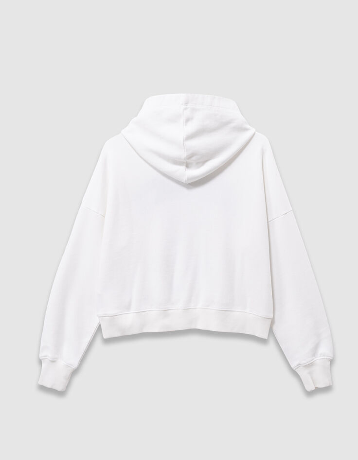Sweat à capuche blanc message brodé fille-5