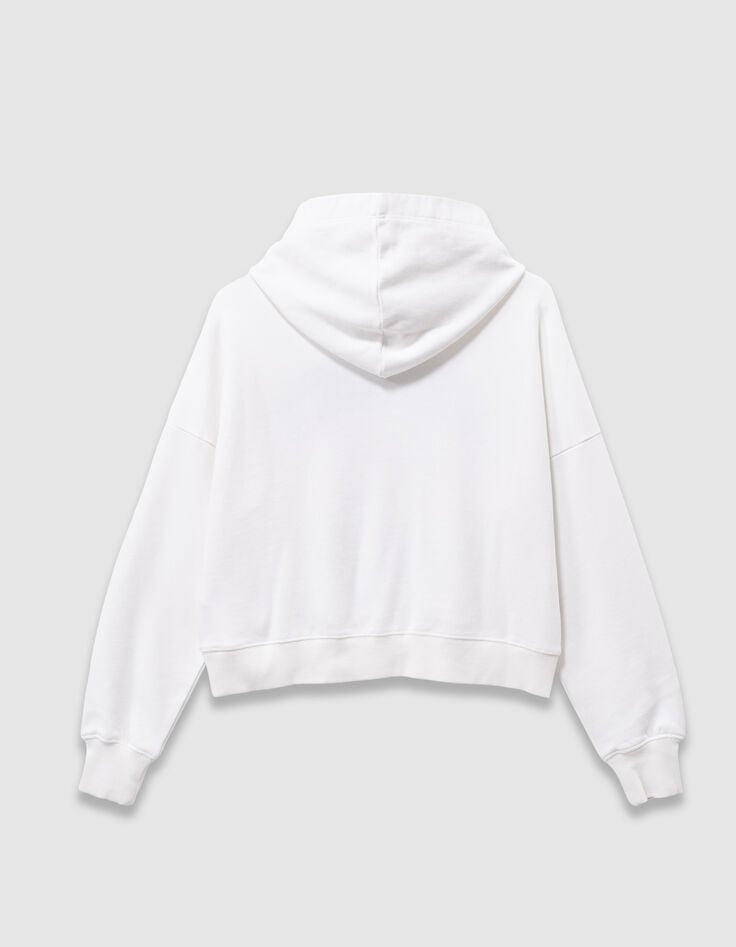 Sweat à capuche blanc message brodé fille-5 Sweat à capuche blanc message brodé fille-5