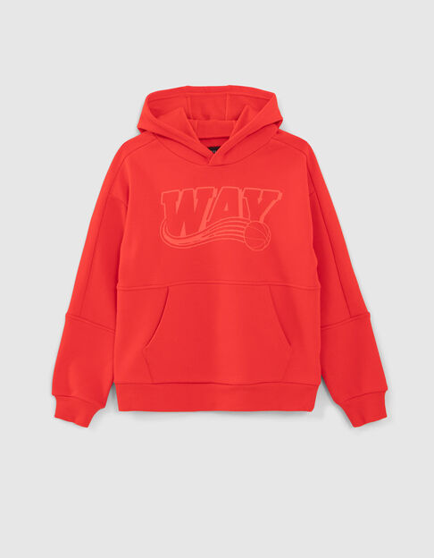 Rotes Jungensweatshirt mit gummiertem Maxi-Logo - IKKS