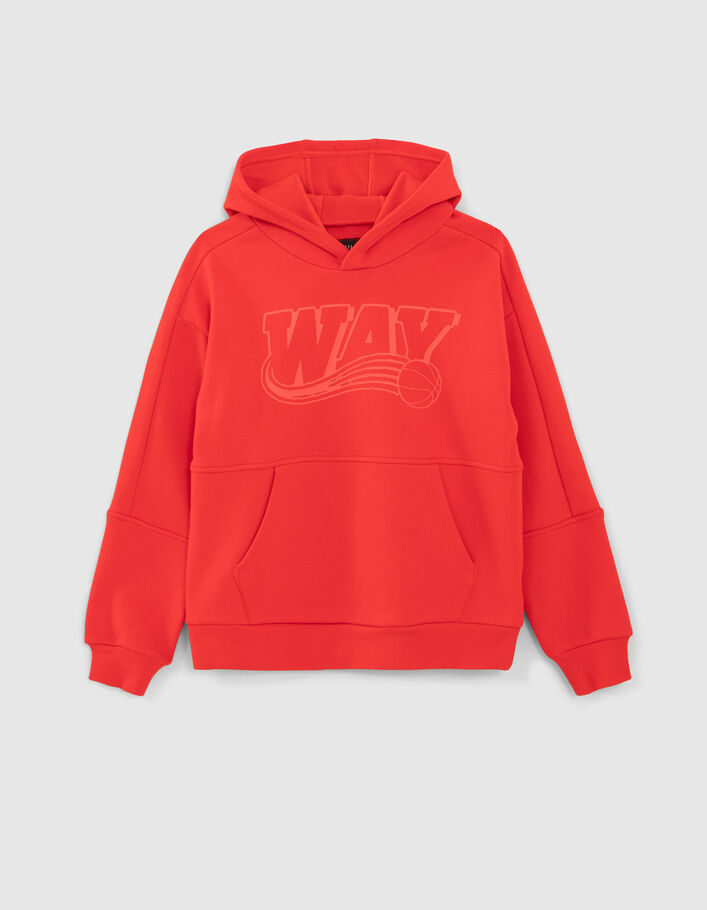Sudadera roja maxi logo goma niño-1