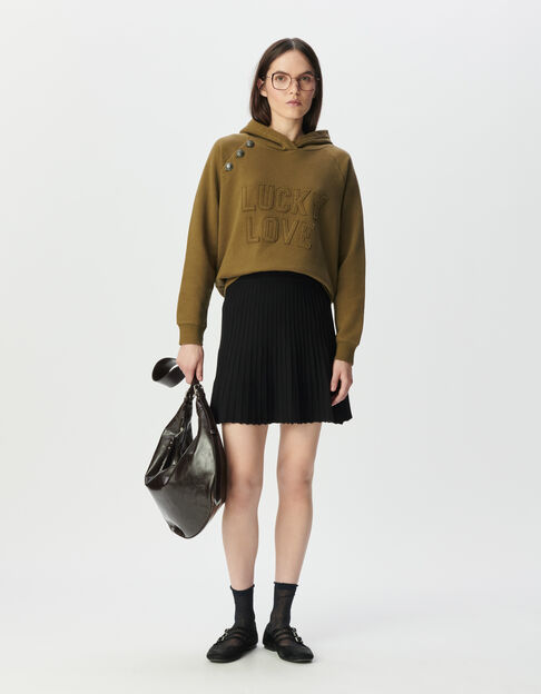 Women’s black knit pleated short skirt - IKKS