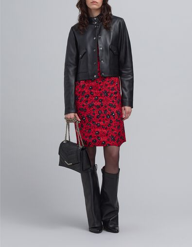 Bomber de piel negra recortada para mujer - IKKS