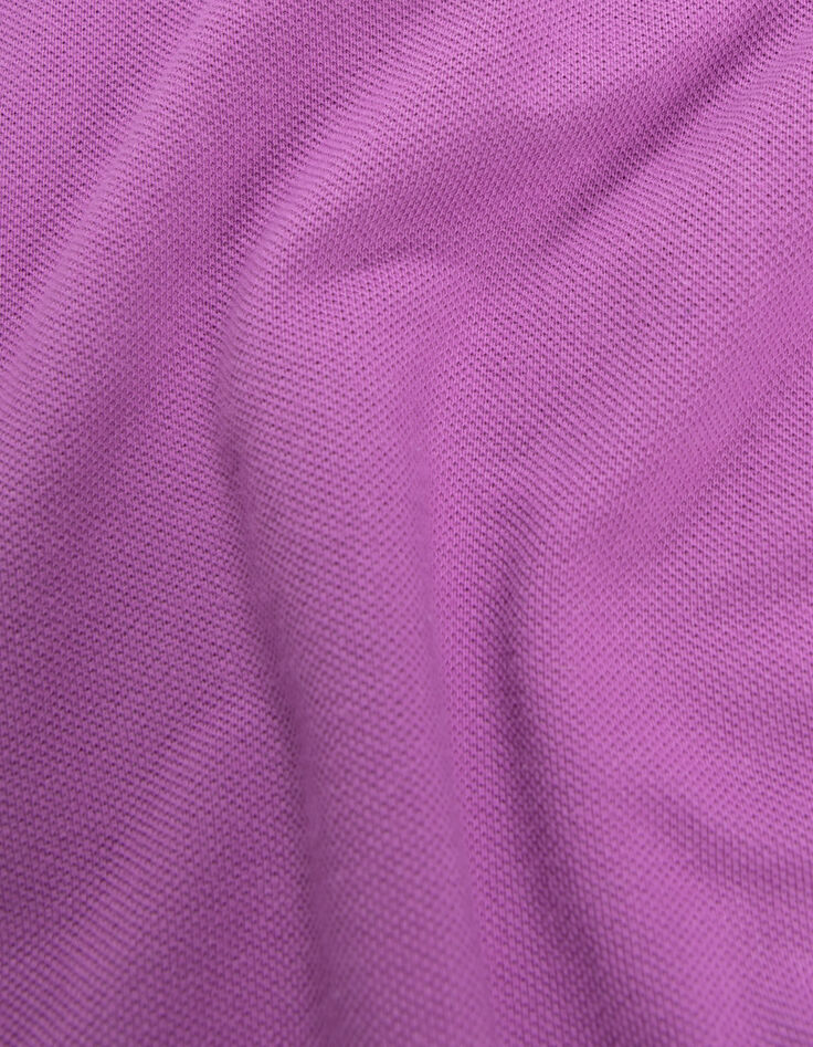 Boys’ purple pique knit polo shirt with striped ribbing-8