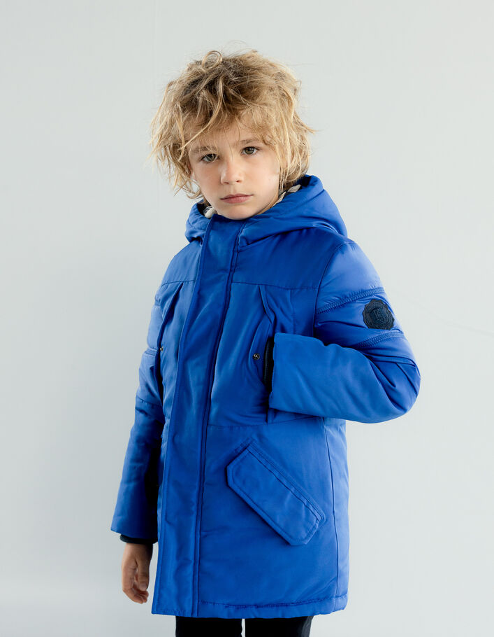 Boys’ electric blue quilted detail parka-1