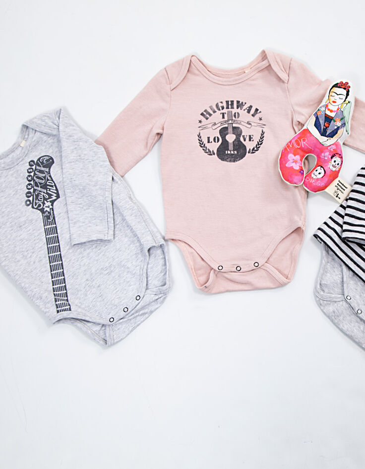 IKKS 3 organic cotton bodysuit+TAMBOUR BATTANT rattle box-3 IKKS 3 organic cotton bodysuit+TAMBOUR BATTANT rattle box-3
