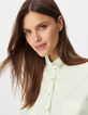 Top chemisier vert cropped Femme-4