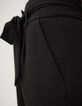 Schwarze, weite Metallic-Damenhose mit abnehmbarem Gürtel-4