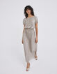 Robe longue dorée plissée réversible Femme-11