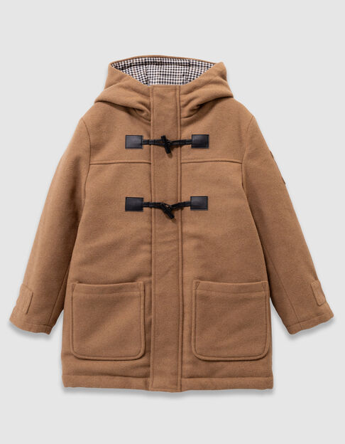Manteau &agrave; capuche beige lainage esprit duffle-coat gar&ccedil;on - IKKS