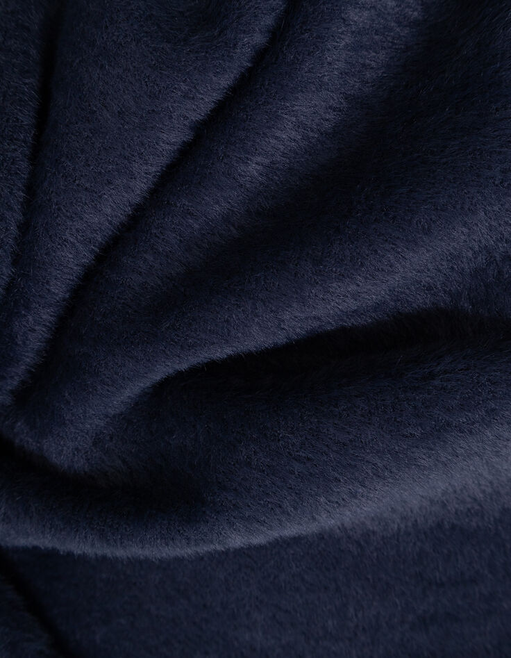 Blauer flauschiger Mädchenstrickpullover Wickellook-8