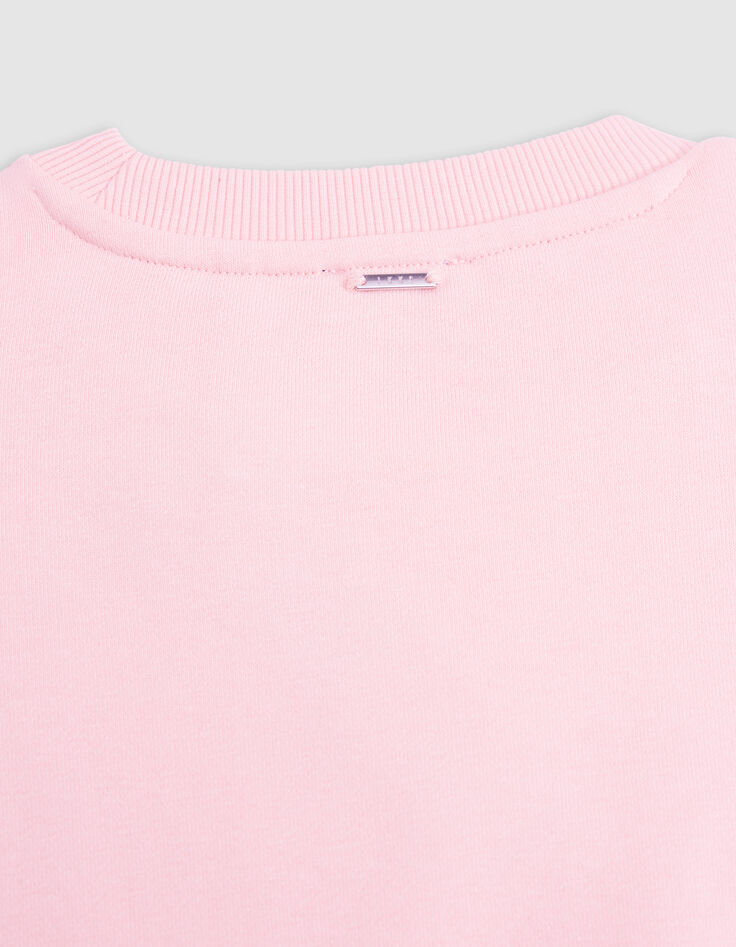 Pink monogrammed velour sweater for girls-6