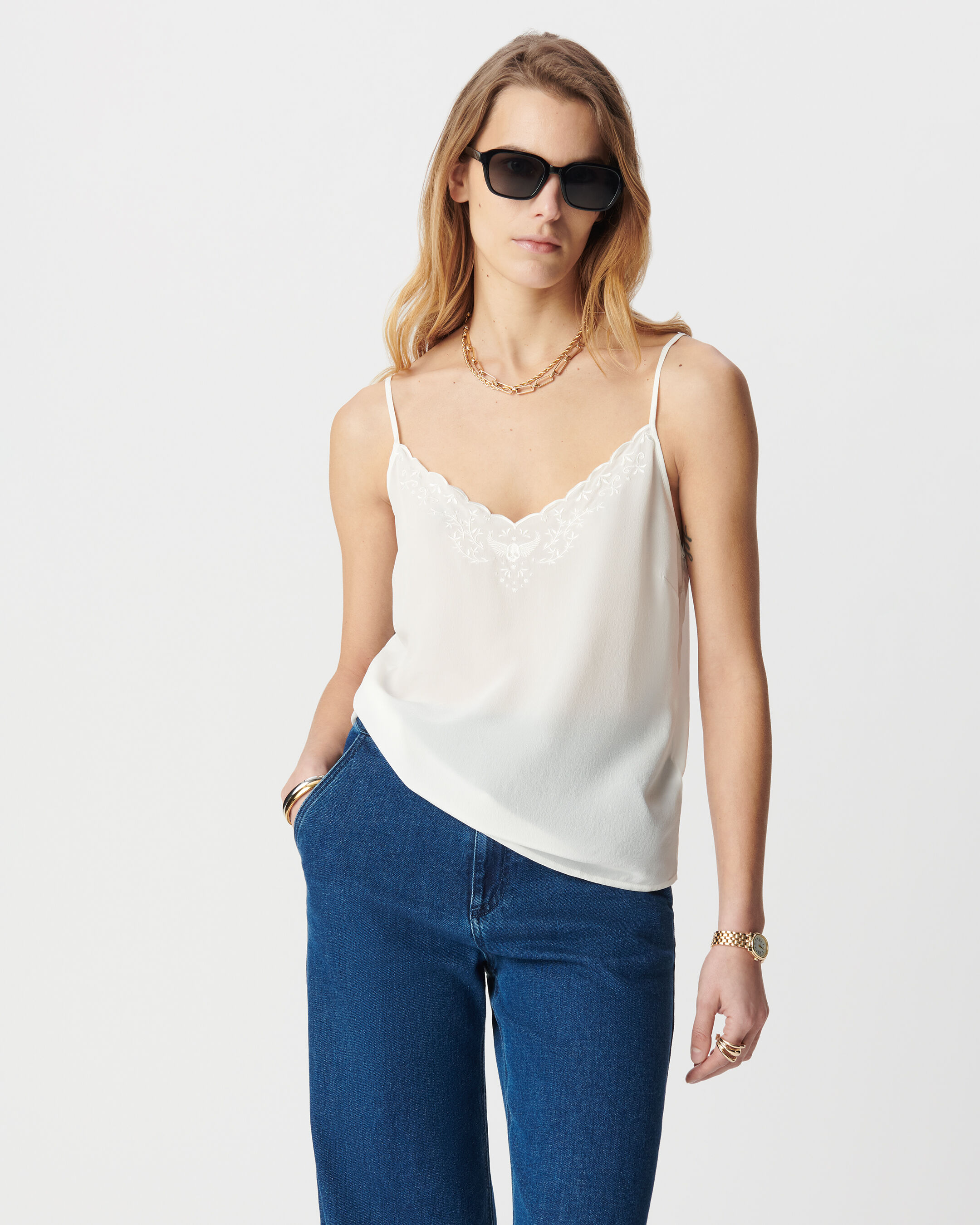 White on sale silk camisole
