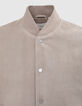 Beige bomber in su&egrave;deleer Heren-5