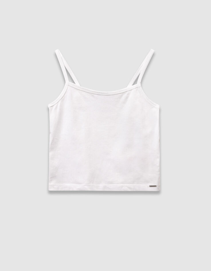 Chemise sans manches blanche dentelle à nouer devant fille-2 Chemise sans manches blanche dentelle à nouer devant fille-2