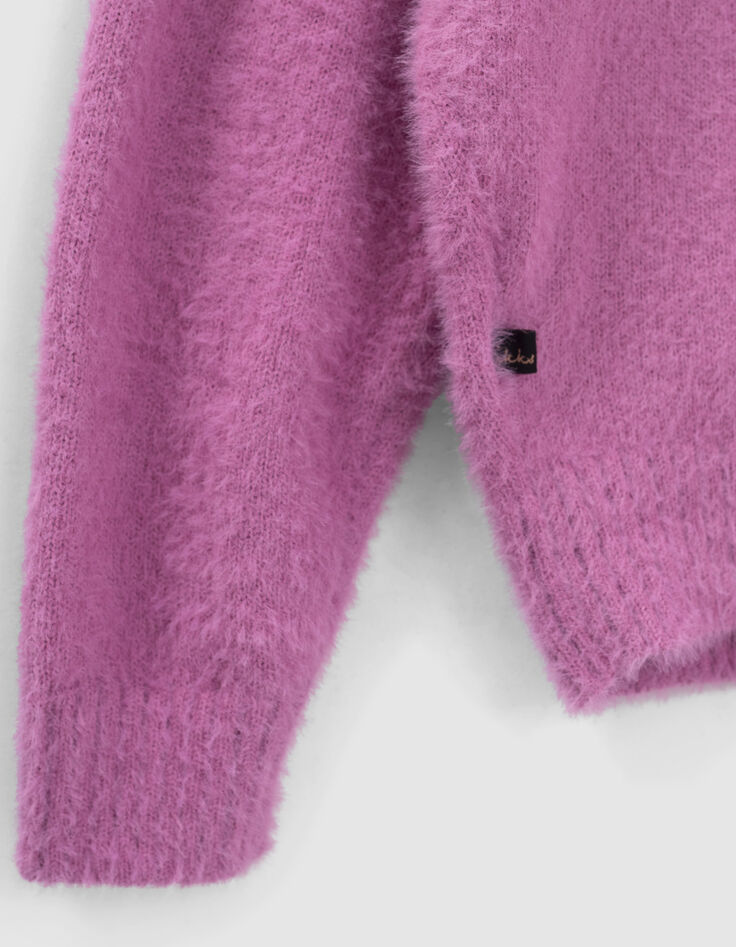 Girls’ dark pink knit sweater with embroidery-4