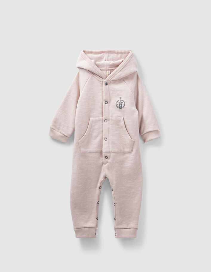 Lichtroze jumpsuit met kap biosweatstof baby’s - IKKS