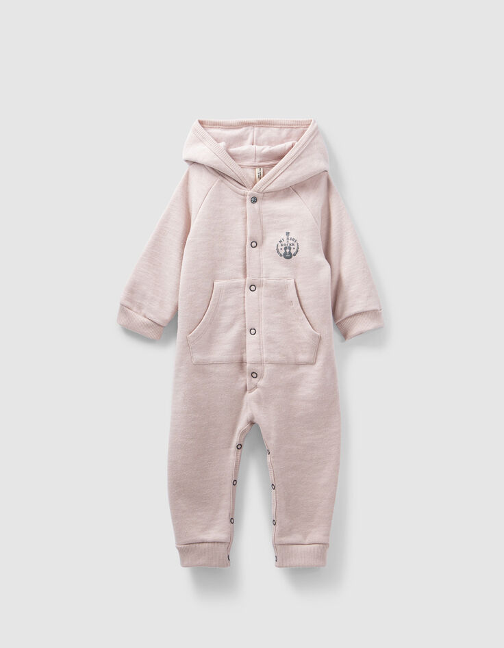 Baby’s light pink organic fabric hooded all-in-one-1
