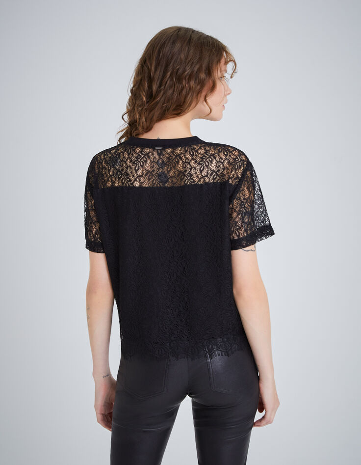 Women’s black lace top with slogan-2 Women’s black lace top with slogan-2