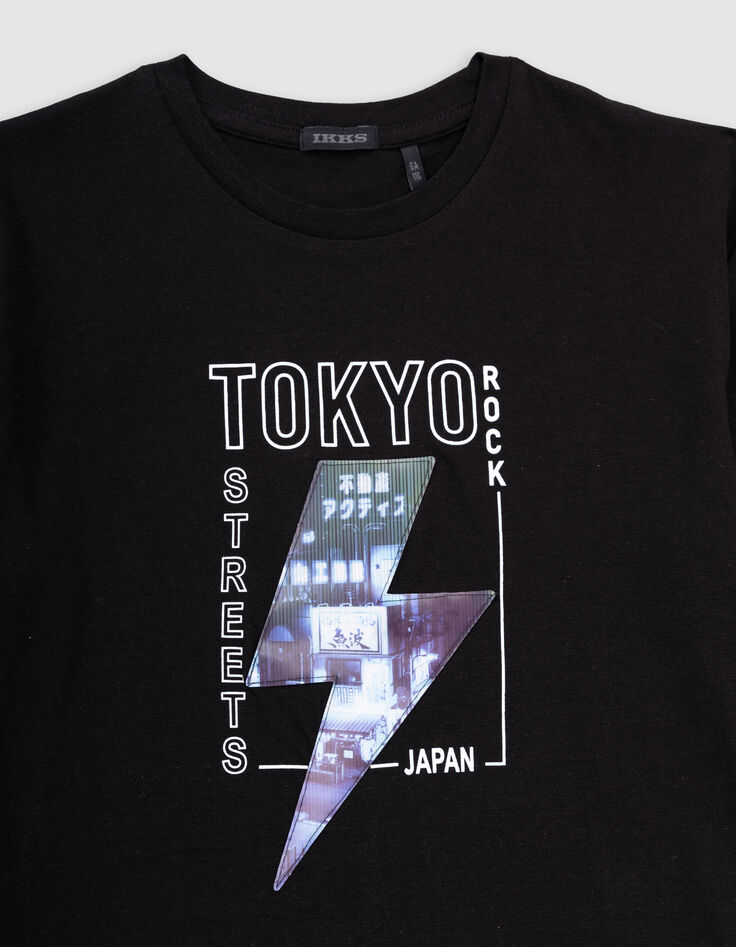 T-shirt noir motif éclair lenticulaire garçon-5