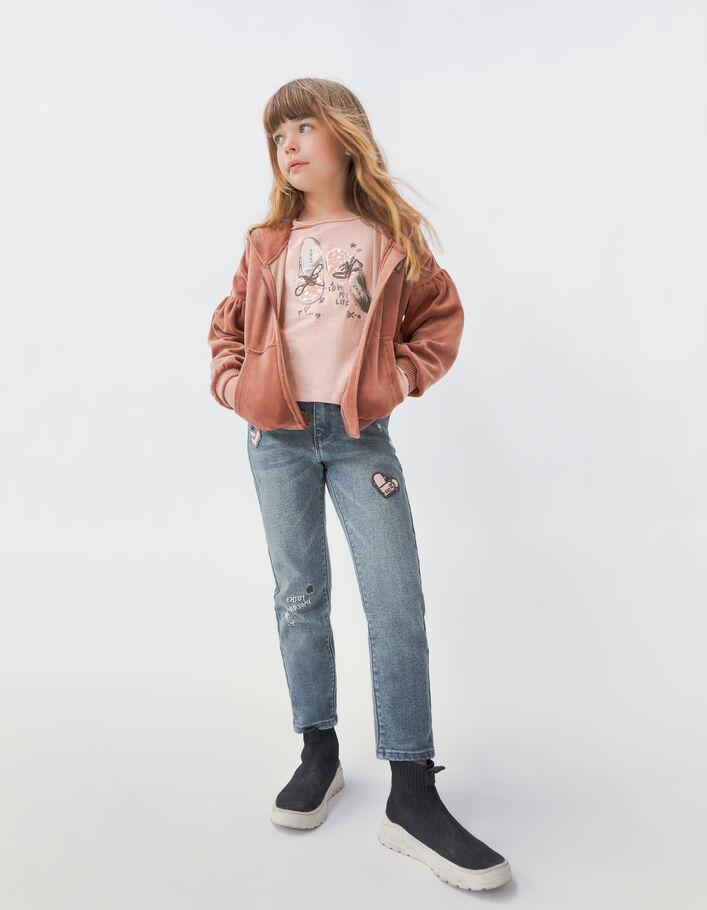 Girls’ blue STRAIGHT jeans with badges-1