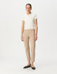 Rechte jeans met hoge taille in beige-2