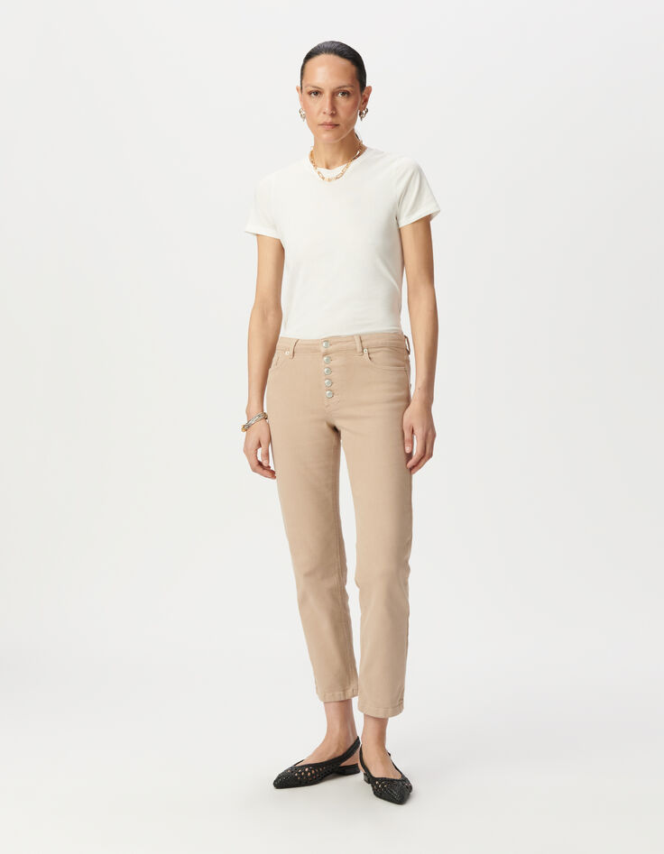 Rechte jeans met hoge taille in beige-2