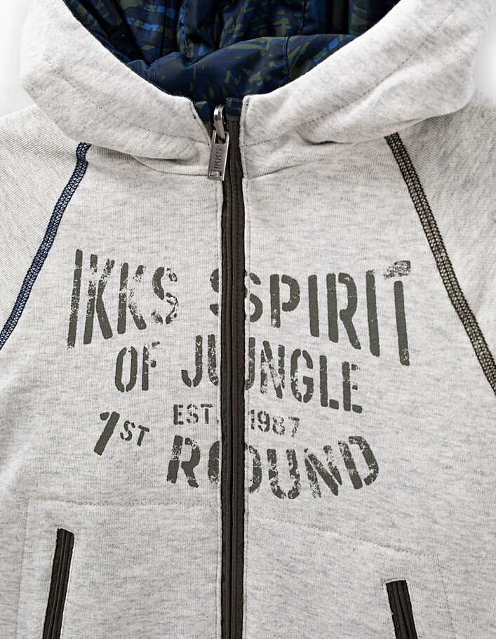 Boys’ indigo print and putty marl reversible jacket - IKKS