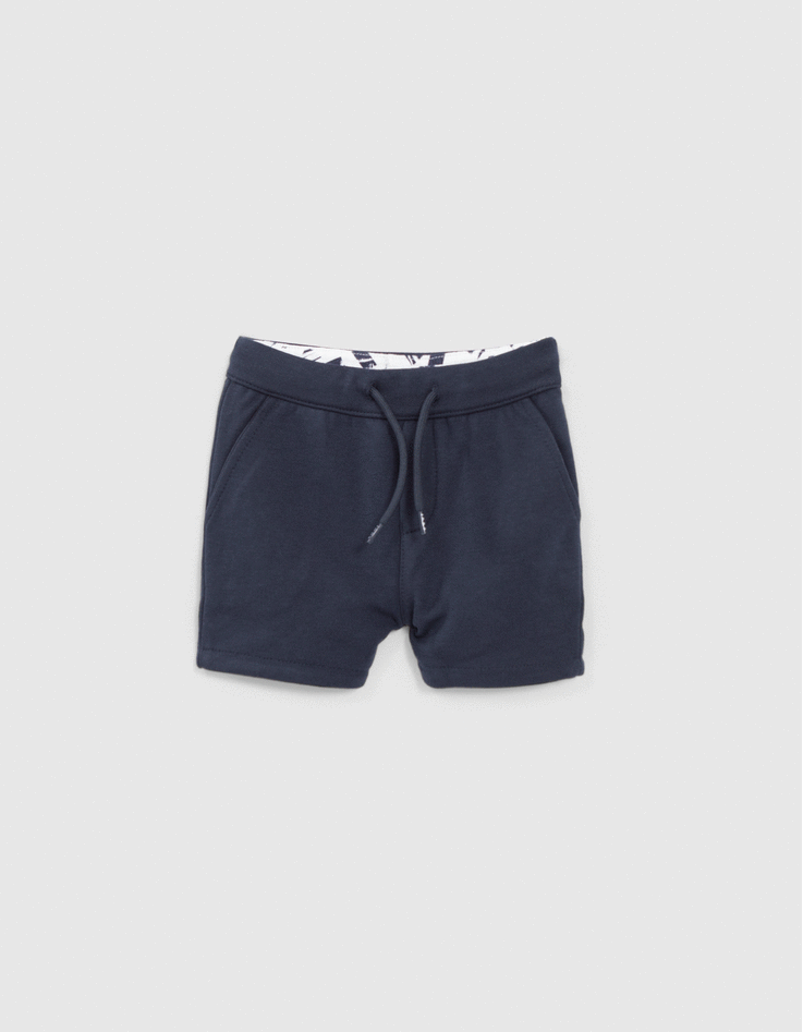 Baby boys' navy/origami print reversible shorts-9