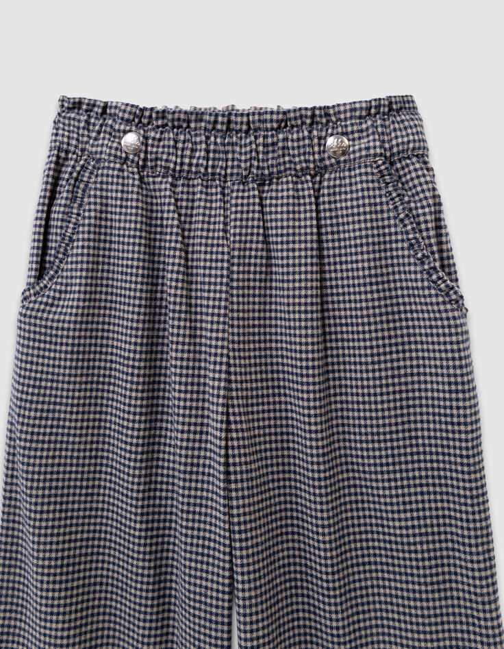 Girls’ navy gingham trousers with ruffles-2