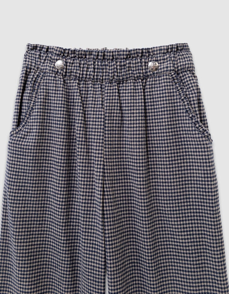 Girls’ navy gingham trousers with ruffles-2 Girls’ navy gingham trousers with ruffles-2