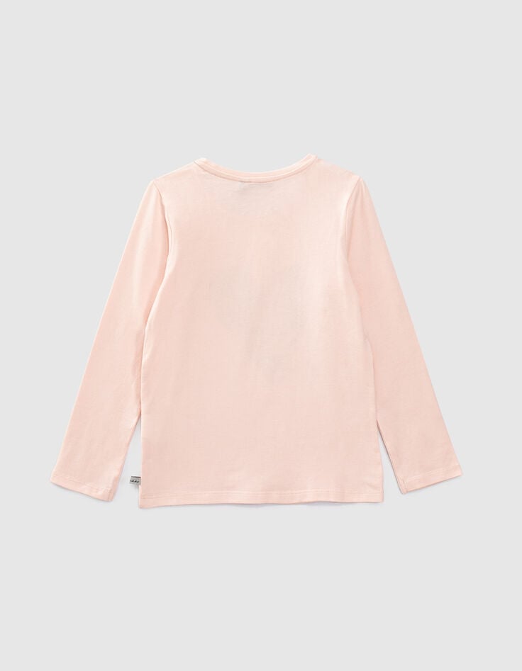 Hellrosa M&auml;dchenshirt mit Herz und Vogel-3