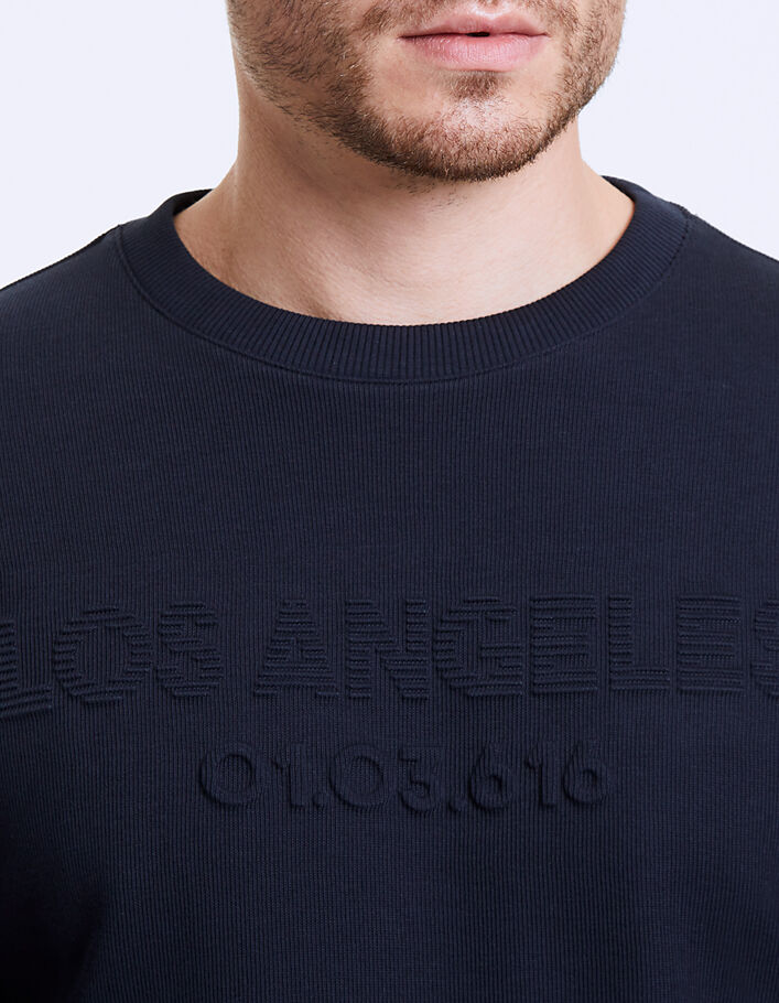 Men’s navy sweatshirt, L.A. textured message - IKKS