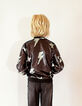 Girls’ black bomber jacket with reversible sequins-3