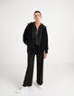 I.Code black Sherpa jacket with zip collar-5