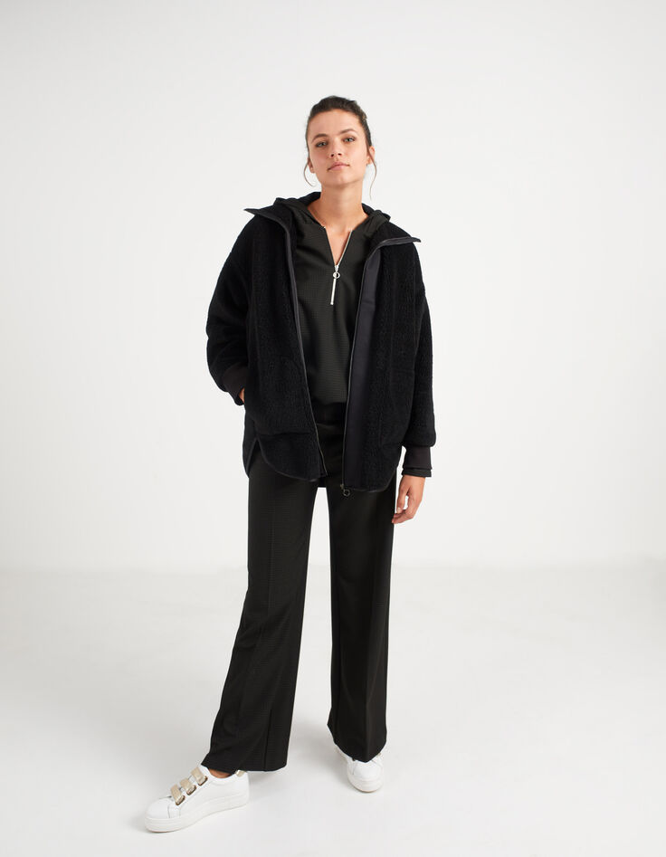 I.Code black Sherpa jacket with zip collar-5
