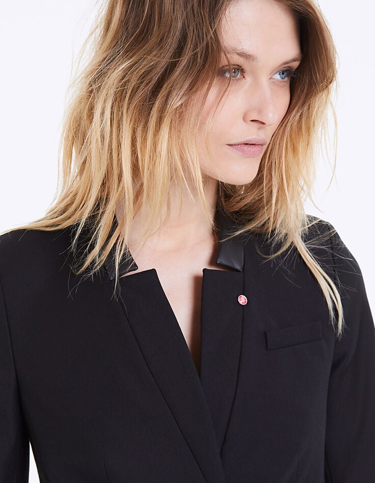 Women’s cotton gabardine suit jacket, coated collar -4