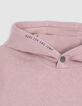 Boy's pink maxi hoodie with embroidered back-4