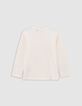 Boys' t-shirt ecru organic cotton Paris roofs embossing boy-6