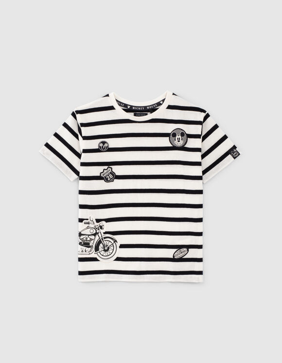 Camiseta blanca raya negra IKKS - MICKEY niño