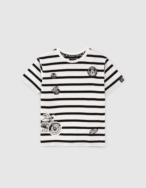 White IKKS–MICKEY T-shirt with black stripes