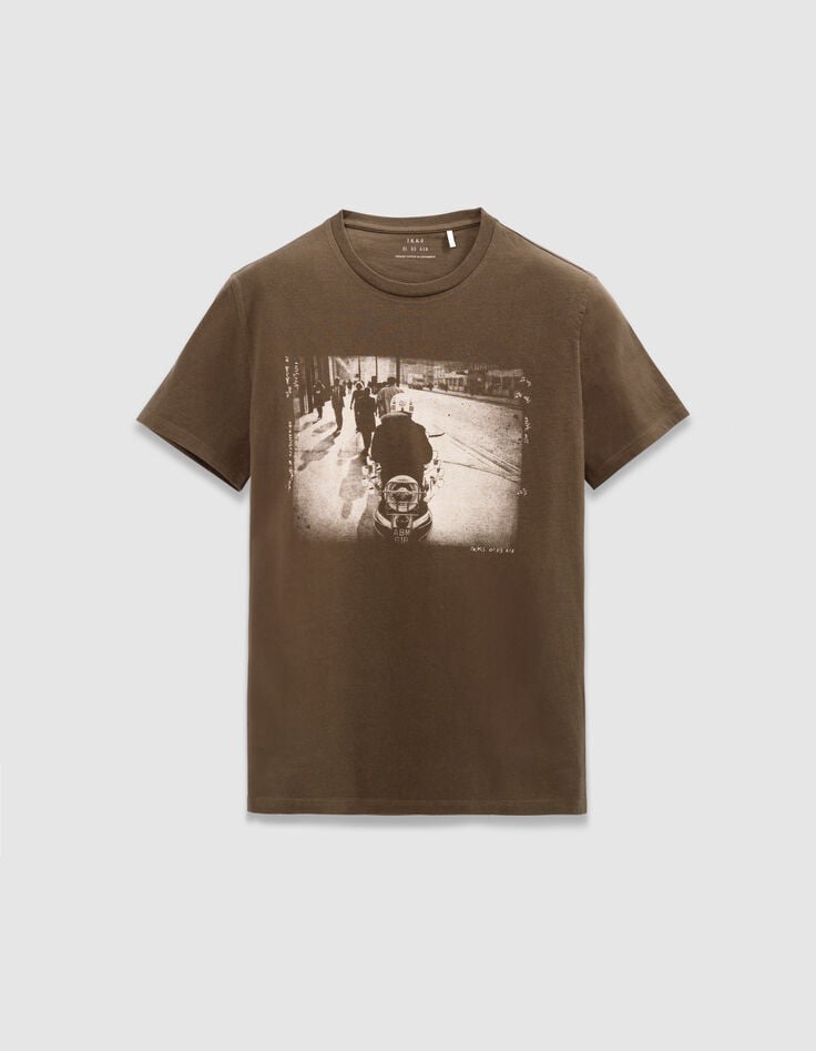 Camiseta manga corta caqui foto motero hombre-5 Camiseta manga corta caqui foto motero hombre-5