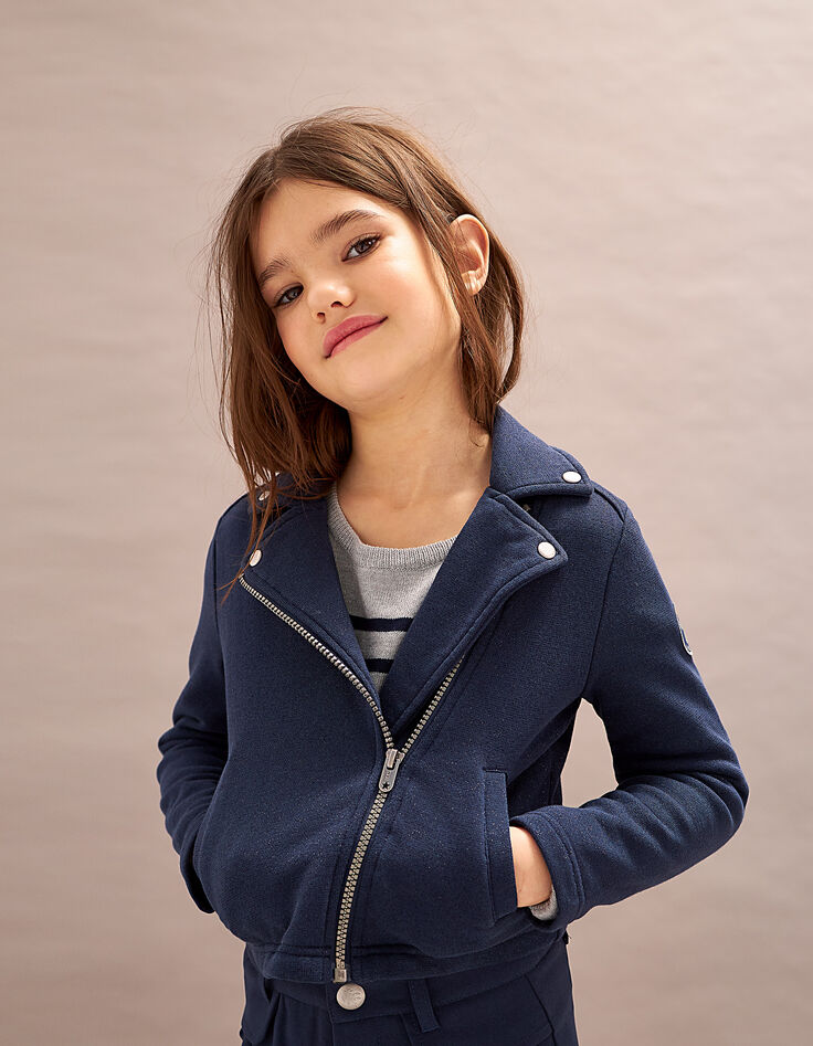 Cardigan navy lurex esprit motard fille-6