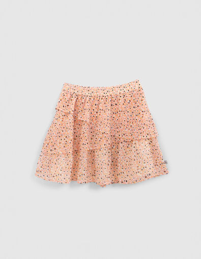 Kurzer Mädchenrock, Blumenprint in Tachismus-Optik, Peach - IKKS