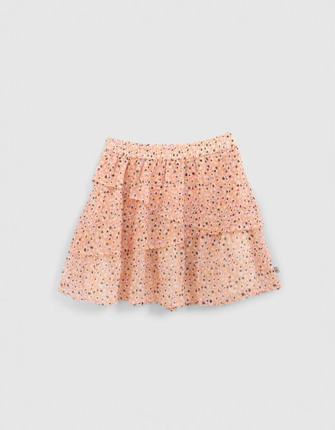 Korte perzik rok met vlekkenprint met bloemen meisjes - IKKS