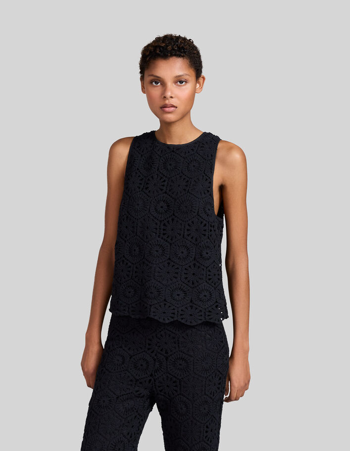 Women's Black Crochet Top