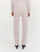Women’s lilac linen cotton blend flared trousers-3